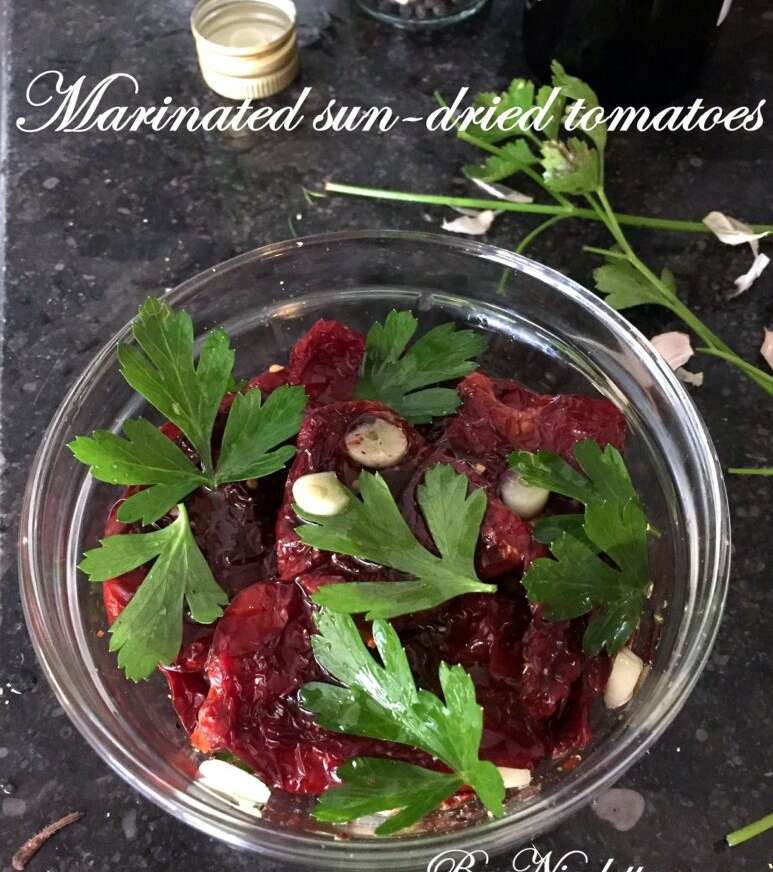 Spicy marinated sun-dried tomatoes