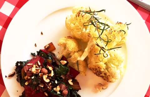 Rainbow chard with garlic and hazelnuts