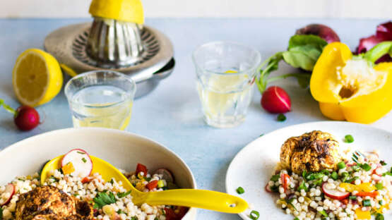 Pearl couscous salad with roasted cauliflower
