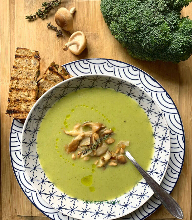 Broccoli, potato and shiitake soup